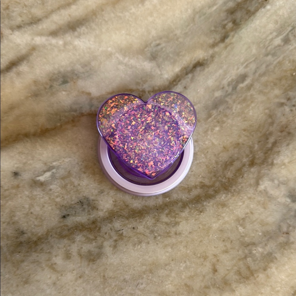 Heart-Shaped Glittery Purple Popsocket